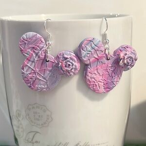 Pink and Purple Mickey Mouse Earrings polymer clay